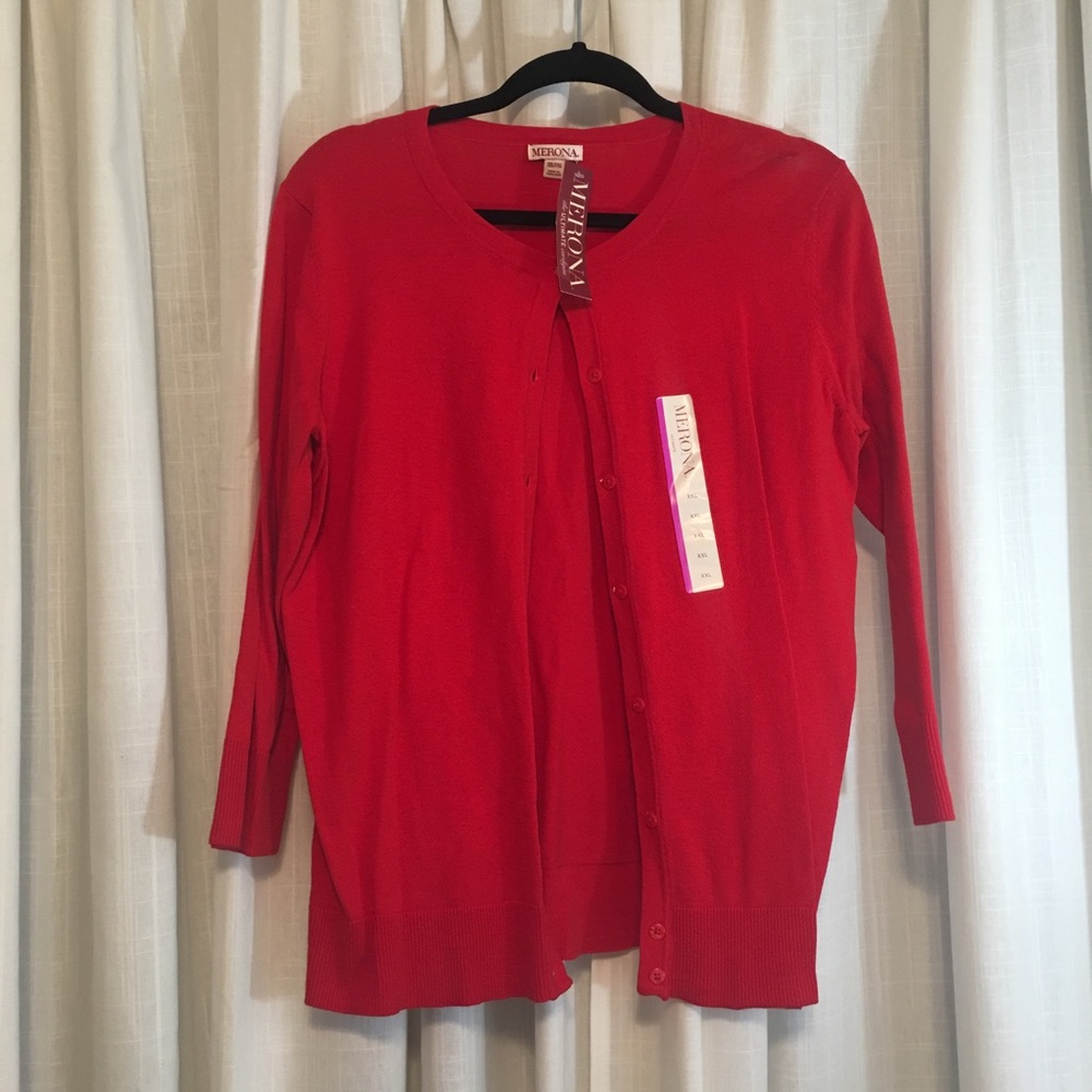 Red button Up Cardigan